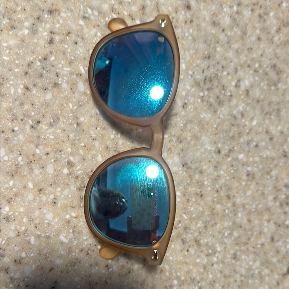 Le Specs Blue and Tan Aviator Glasses